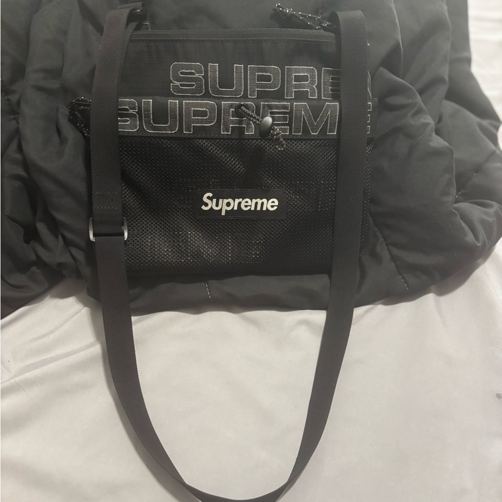 Supreme Black Duffel Bag with Minimalist Design